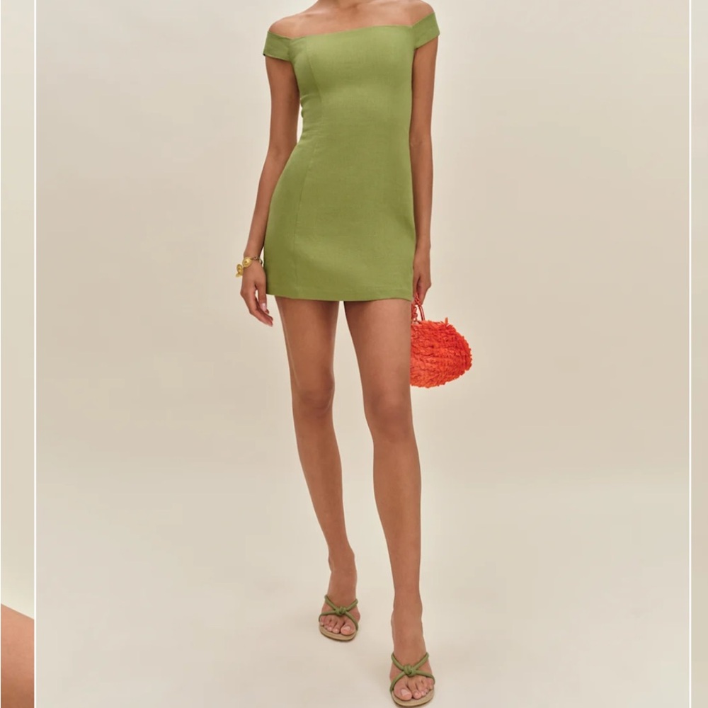 Reformation Eby Linen Dress in Avocado